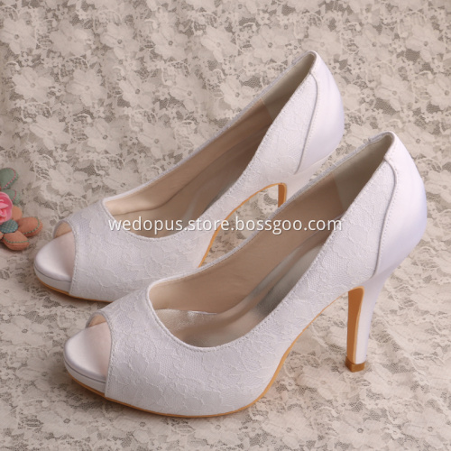 Mint Green Wedding Lace Shoes Heels Open Toe